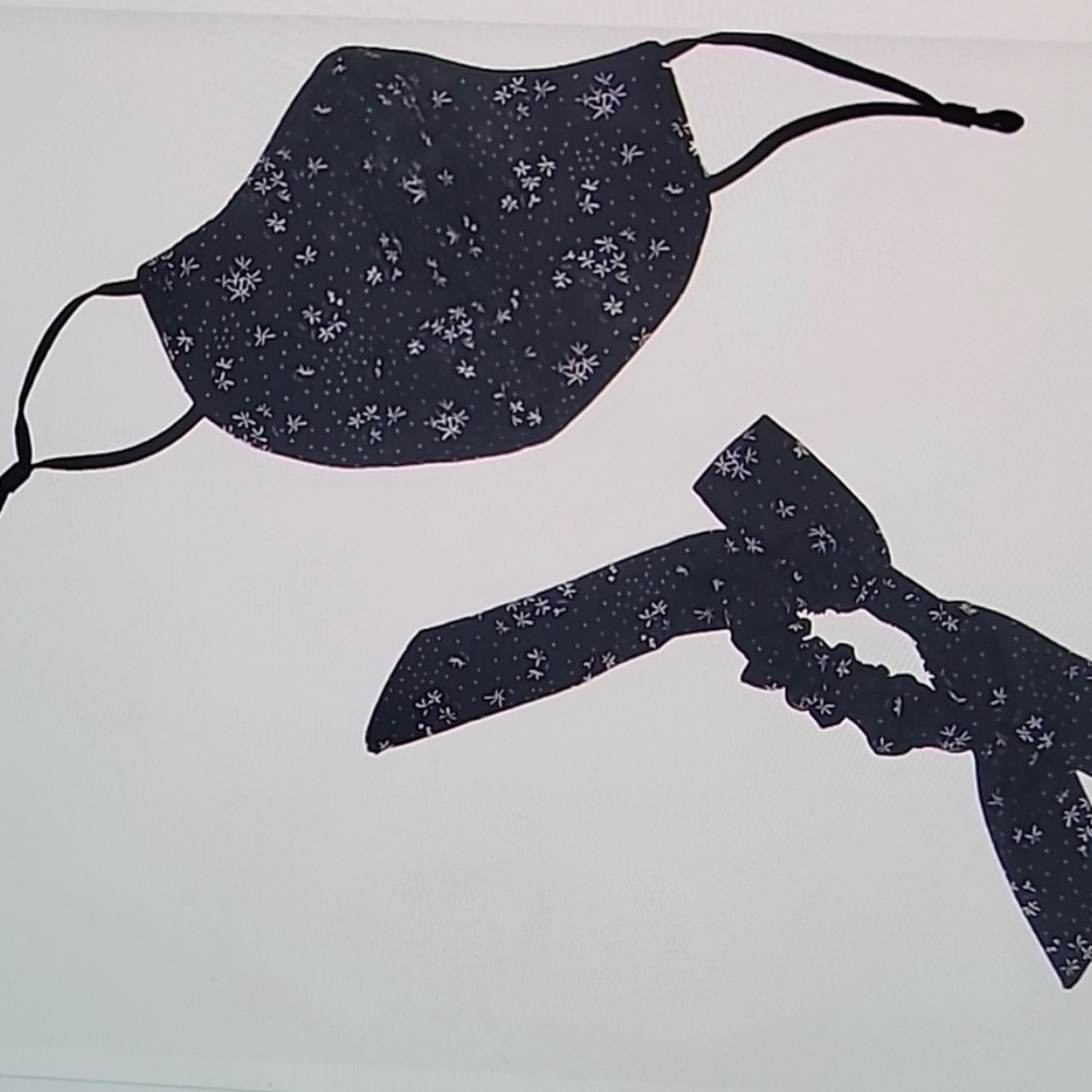 Free People Black Floral Mask And Bow - Picture 2 of 8